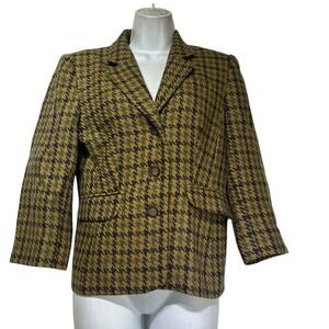 Walter Houndstooth Wool Academia Preppy Waldorf Blazer Jacket Womens Size 10